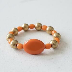 Chic Orange and Gold Beaded Bracelet